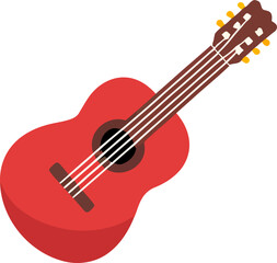 Fototapeta premium Vibrant Red Acoustic Guitar Illustration with Strings and Headstock Details
