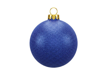 Sparkling blue Christmas ball isolated, festive bauble ornament for holiday decoration PNG