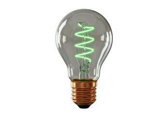 Vintage Edison light bulb with green spiral filament isolated, energy-efficient lighting for retro decor and sustainable design