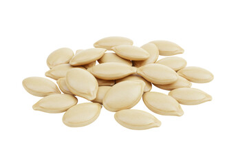 Pile of beige pumpkin seeds isolated on transparent background, healthy snack for roasting and culinary use