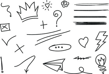 Hand Drawn Doodle Sketch Elements for Creative Design Collection Vector