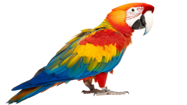Scarlet Macaw Bird, Vibrant Colors, Isolated on Transparent Background, Tropical Bird Illustration, parrot, bird, macaw