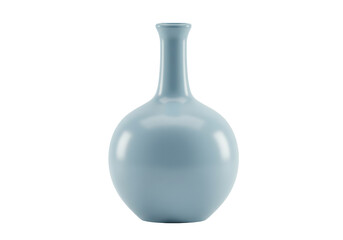 Light blue ceramic vase isolated on a clean background, elegant home decor for flowers and plants in a minimalist style
