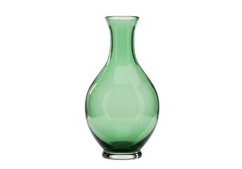 Elegant green glass vase isolated on transparent background, decorative glassware for floral arrangements and home decor