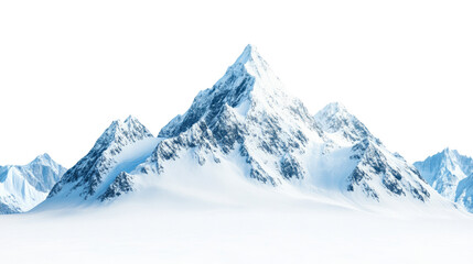 Snowy Mountain Range, 3D Render, Isolated on Transparent Background, Winter Landscape, Mountain, Peaks, Snow