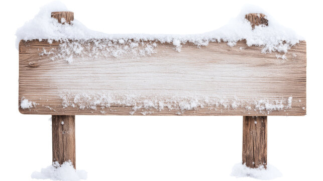 Snowy Wooden Signpost, Isolated on Transparent Background, Winter, Christmas, Blank, Winter, Sign, Holiday