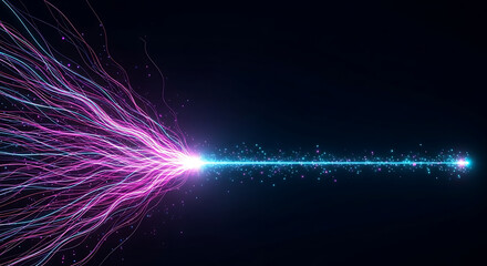 High-Speed Data Flow and Energy Stream in Neon Pink and Blue | Abstract Futuristic Concept of Internet, Big Data Transfer, and Technology
