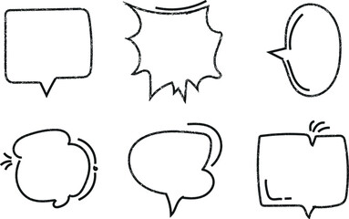 Set of hand drawn speech bubbles with grunge texture effect
