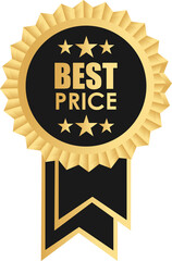 Best price award badge in gold and black golden tag best price new collection isolated on transparent background Set best seller icon design with laurel, best seller badge logo isolated 