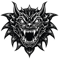 Tribal lion head tattoo illustration design symbol with vintage black pattern art for motorcycle biker emblem