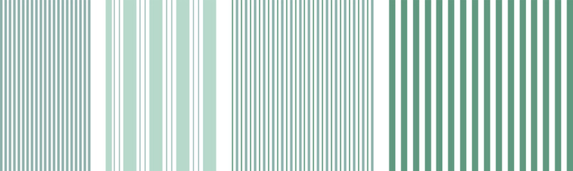 vertical green stripe patterns in various shades and widths for backgrounds and textile design and isolated on white background.