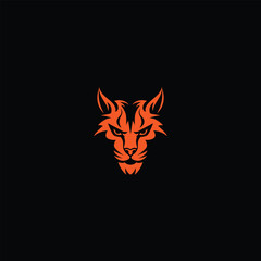 caracal cat logo. red cat head vector design for icon ,symbol or logo