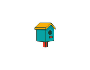 Vector illustration of a cartoon birdhouse on a white background