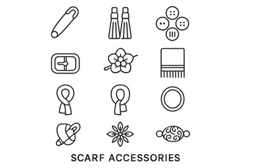 Buckle vector knot icons decorative loop icon brooch scarf buttons fringe accessory