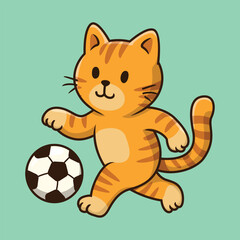cat doing soccer illustration