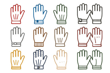Fototapeta premium Glove icon cream vector burgundy grey black mustard navy green icons colorful