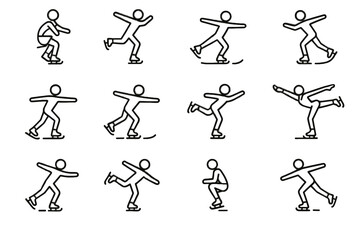 Sit edge toe axel spin vector icon glide step ice jump skating