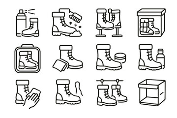 Air care polish cloth boot rack leather cleaning snow off vector icon