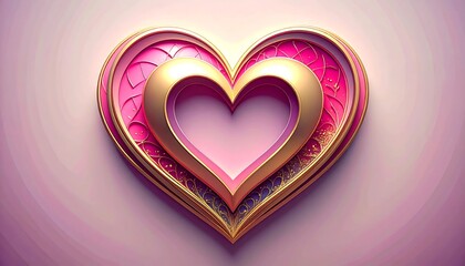 Romantic gold and pink heart graphic