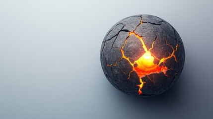 Cracked Sphere with Lava Core, Heat, Destruction
