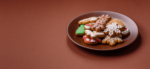 Christmas gingerbread, cookies, or baked goods for the winter holidays. Christmas gingerbread