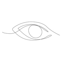 One line drawing eye Icon, single line drawing symbol, human line art eyes.