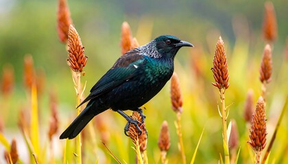 Bird perched on vibrant foliage