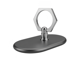 Metal hexagonal nut attached to a round base isolated on transparent background