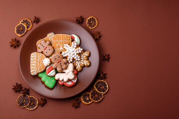 Christmas gingerbread, cookies, or baked goods for the winter holidays. Christmas gingerbread