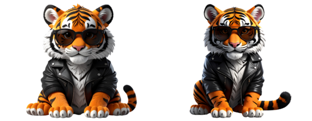 Set Of Cool Tiger Character PNG