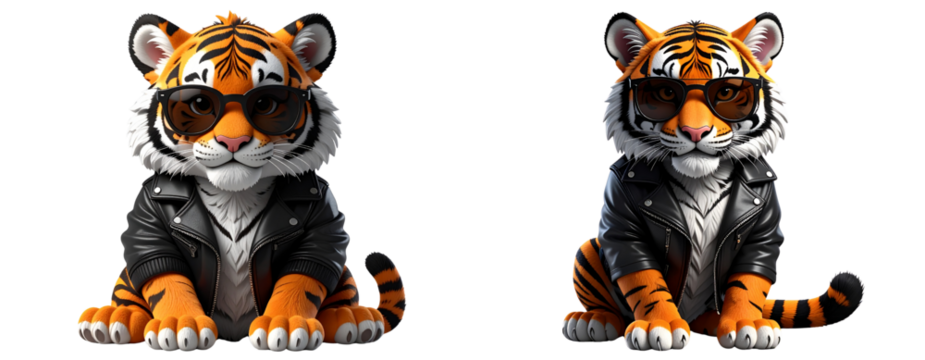 Set Of Cool Tiger Character PNG