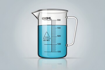 Laboratory beaker filled with blue liquid for scientific research purposes