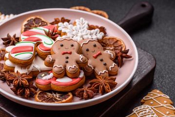 Christmas gingerbread, cookies, or baked goods for the winter holidays. Christmas gingerbread