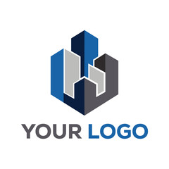Vector art of modern building logo with geometric design style