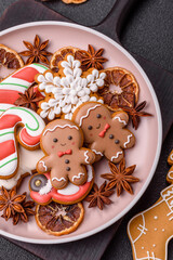 Christmas gingerbread, cookies, or baked goods for the winter holidays. Christmas gingerbread