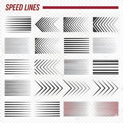 Set of speed lines and motion effects for graphic design