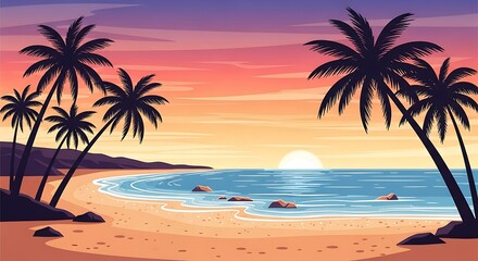 Obraz premium Beach Sunset Palms. (2)