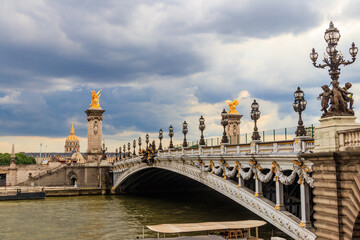 Pont Alexandre III over the Seine river in Paris, France