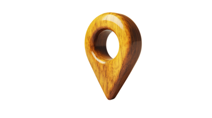 Polished Wood Navigation Pointer on Transparent Background Represents Position