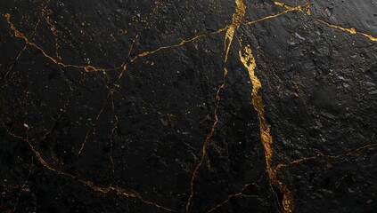 Abstract textured background with dark charcoal and shimmering gold veins and streaks creating a luxurious and organic pattern