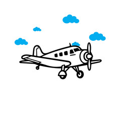 Outline drawing of a vintage private plane