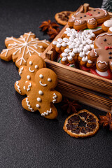 Christmas gingerbread, cookies, or baked goods for the winter holidays. Christmas gingerbread