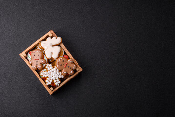 Christmas gingerbread, cookies, or baked goods for the winter holidays. Christmas gingerbread