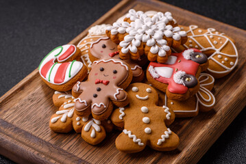 Christmas gingerbread, cookies, or baked goods for the winter holidays. Christmas gingerbread