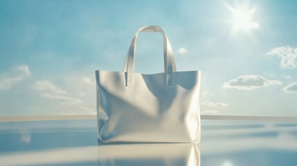 Elegant White Tote Bag Under Summer Sky