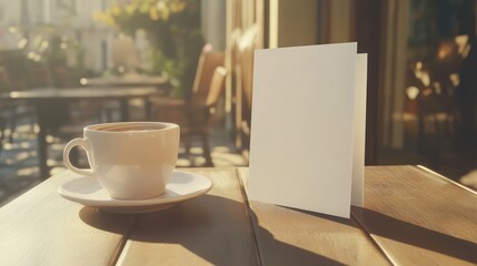 Coffee Break at a Sunny Cafe: Blank Menu Card Mockup