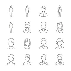 Vector art of diverse group of people icons, representing various genders, ages, and professions, symbolizing community and representation