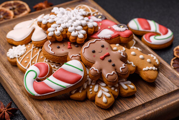 Christmas gingerbread, cookies, or baked goods for the winter holidays. Christmas gingerbread