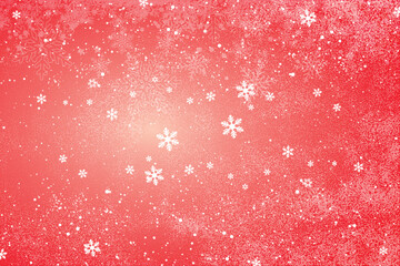 Red grunge Christmas background, Christmas wishes background, Winter Snowfall Christmas background, Flying snow flakes and stars on winter Red background. snowflake template. Vector illustration.