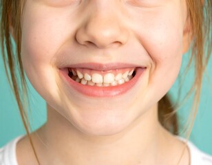 Fototapeta premium Close-up of a child's smiling mouth